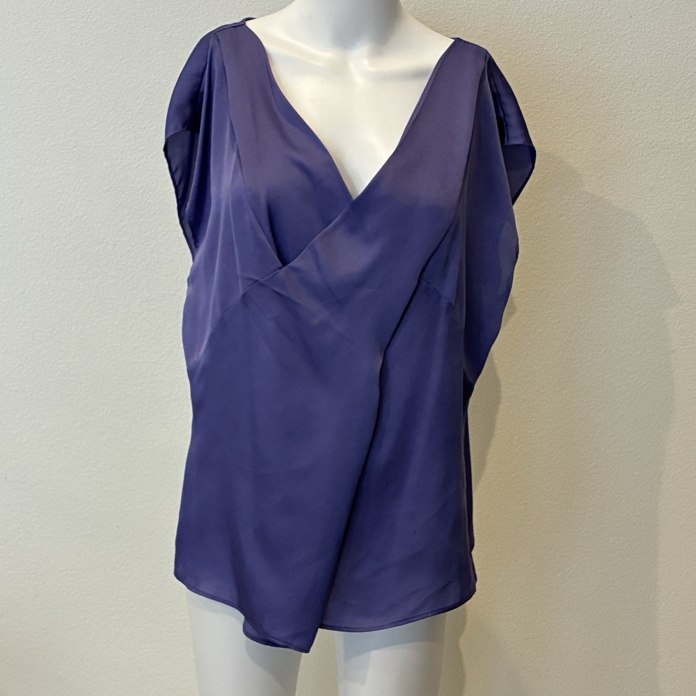Worthington Babydoll Sleeveless Satin Blouse‎ Sz XL Purple Fairy Feminine Flowy